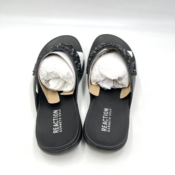 Kenneth Cole Reaction Size 9.5 Glam-Athon Black Jeweled Slides Sandals Shoes - Picture 7 of 13